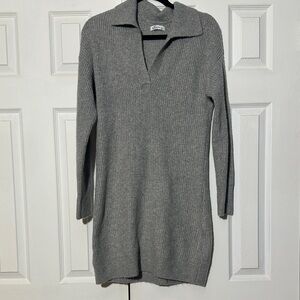 NWT Hollister Gray Knit Collared Sweater Dress